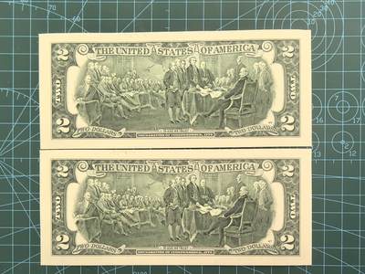 外国钱币专场，0元起拍，5元加价，无佣金 全新UNC    2013年2美元  两连号（无4）