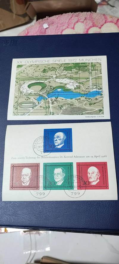 德国邮票专场，都是小型张、小全张 德国邮票小版票、小型张，合计10枚不同版别，都是带邮戳的信销票，品相如图