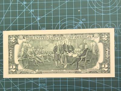 外国钱币专场，0元起拍，5元加价，无佣金 全新UNC  2013年2美元（无4，右上角工艺裁切问题，非人为）