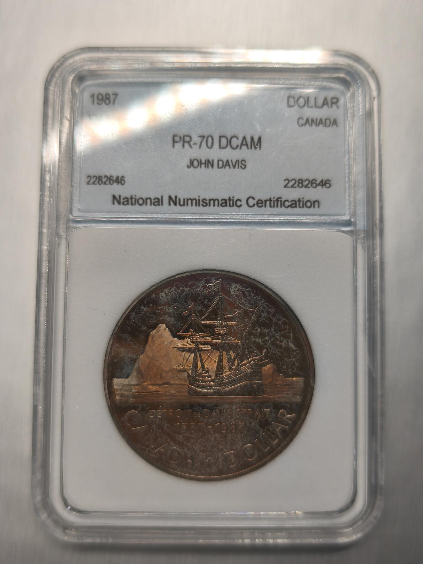 Krab外币市集Vol.12A NNC PR70-DCAM 加拿大1987年1元银币-戴维斯