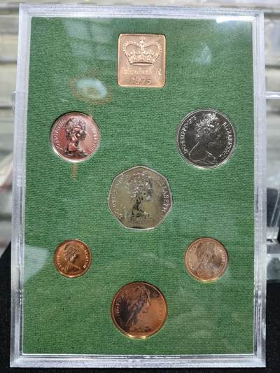 外币收藏 原盒Proof 英国1975年精制套币
