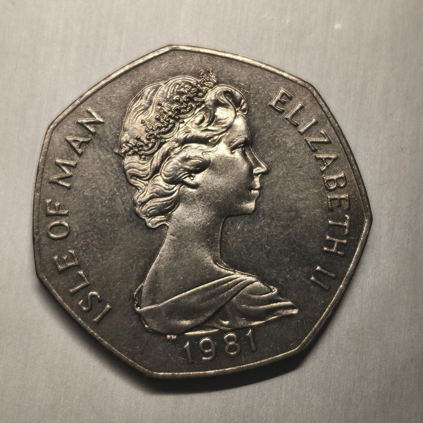 Krab外币市集Vol.12A 英国马恩岛1981年50便士-TT车赛