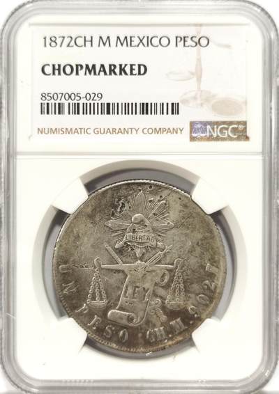 博洋堂世界钱币拍卖第140期（全场包邮） - NGC Chopmarked 墨西哥1872年CH M版天平鹰洋