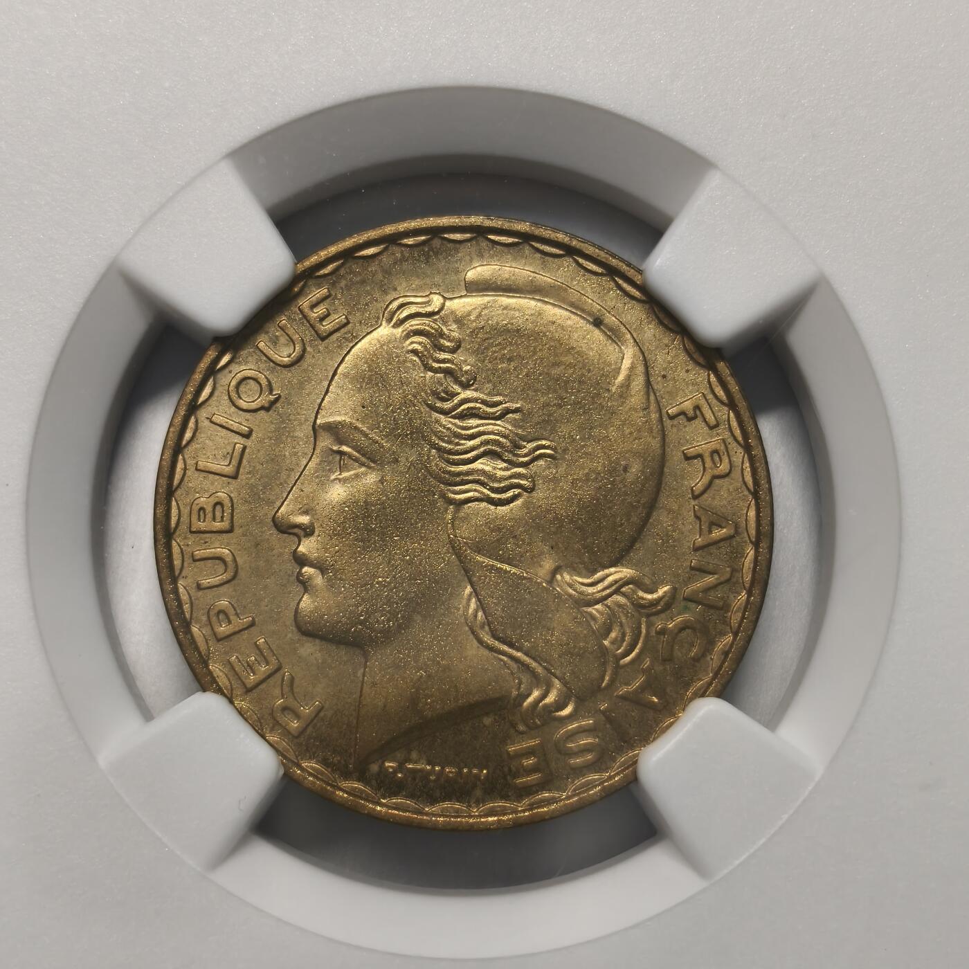 Krab外币市集Vol.12A NGC MS65 法国1950年20法郎样币