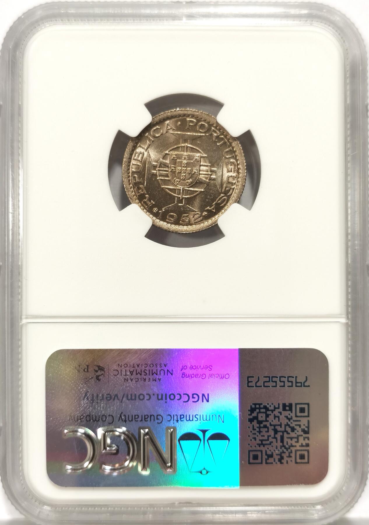 博洋堂世界钱币拍卖第126期（全场包邮） NGC MS66 葡属澳门1952年首版伍毫，麦稀奇所见最高分