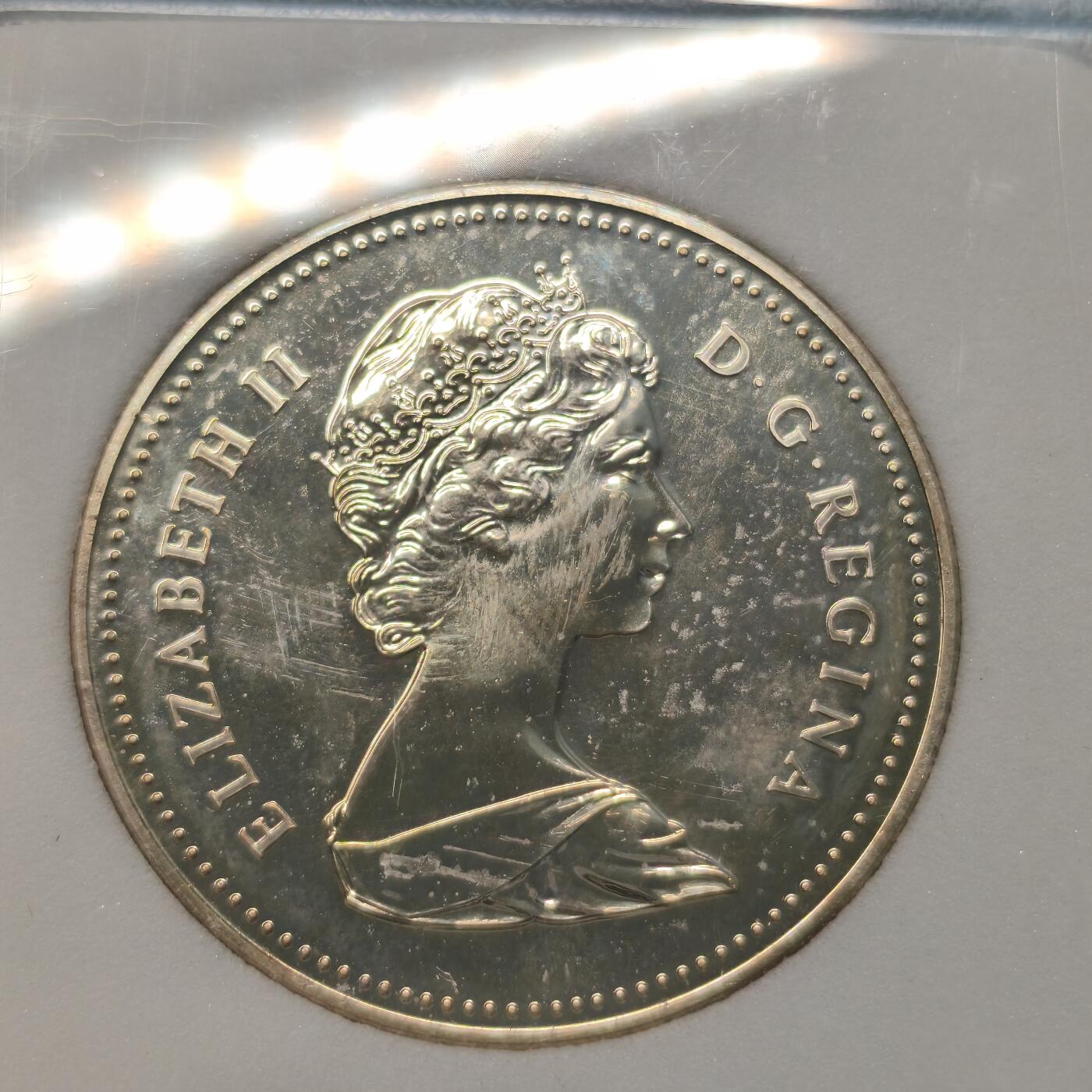 Krab外币市集Vol.12A NNC MS70 加拿大1982年1元银币-里贾纳