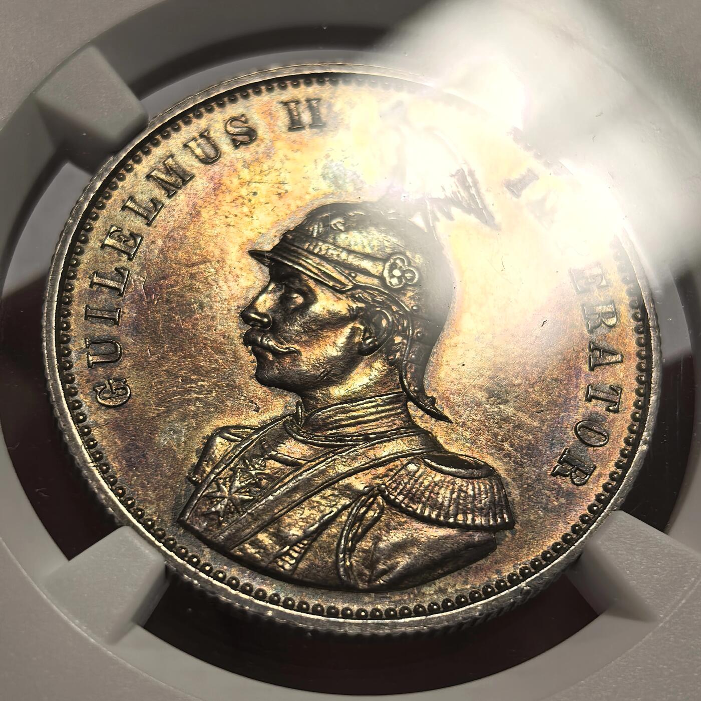 博洋堂世界钱币拍卖第126期（全场包邮） NGC UNC 德属东非1890年1卢比银币，原味包浆