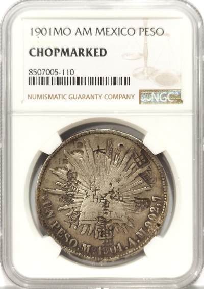 博洋堂世界钱币拍卖第139期（全场包邮） - NGC Chopmarked 墨西哥1901年MO AM版直边鹰洋，“寶”等多个精美字戳
