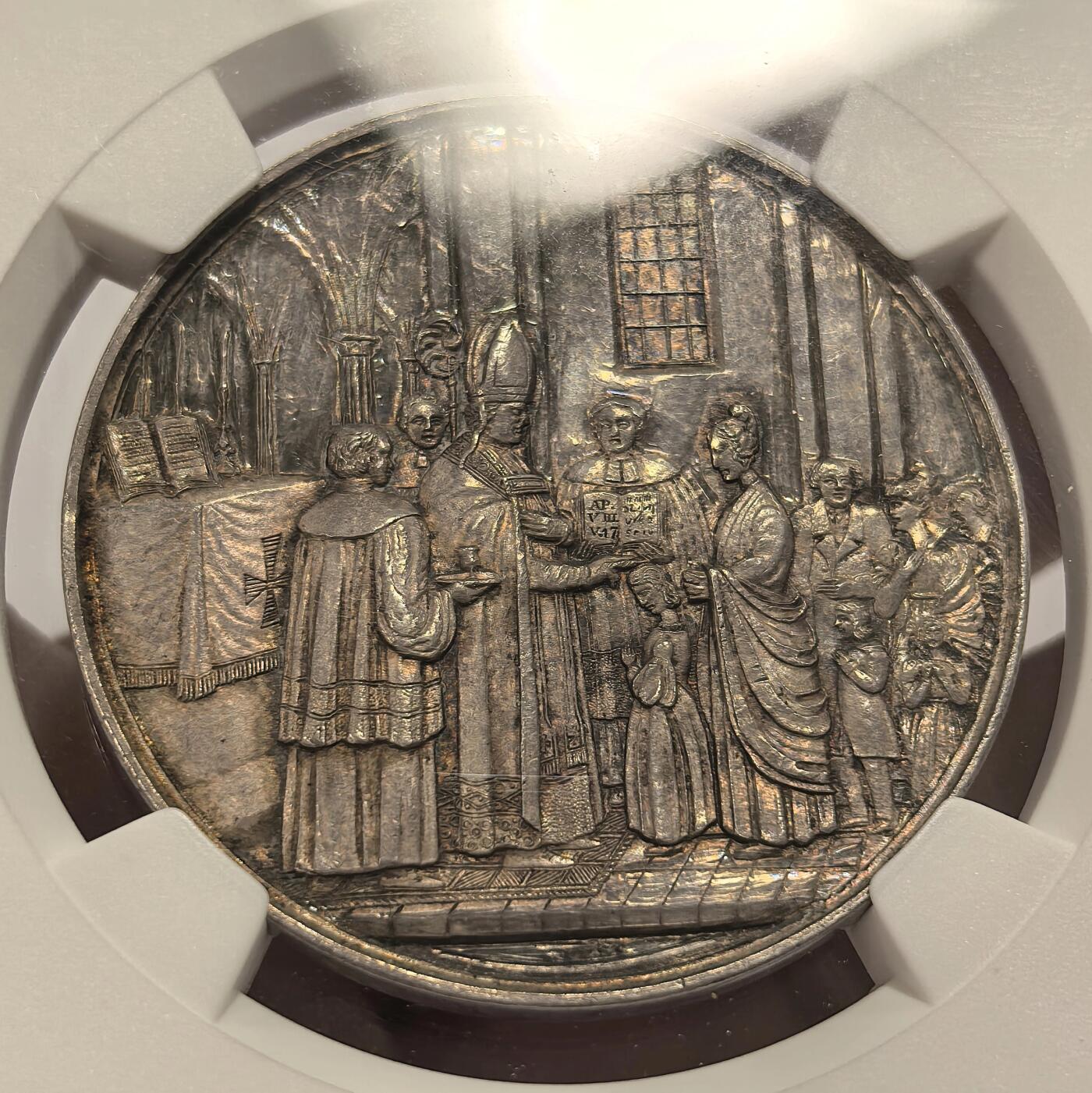 博洋堂世界钱币拍卖第126期（全场包邮） NGC UNC 19世纪德国洗礼银章（37mm）
