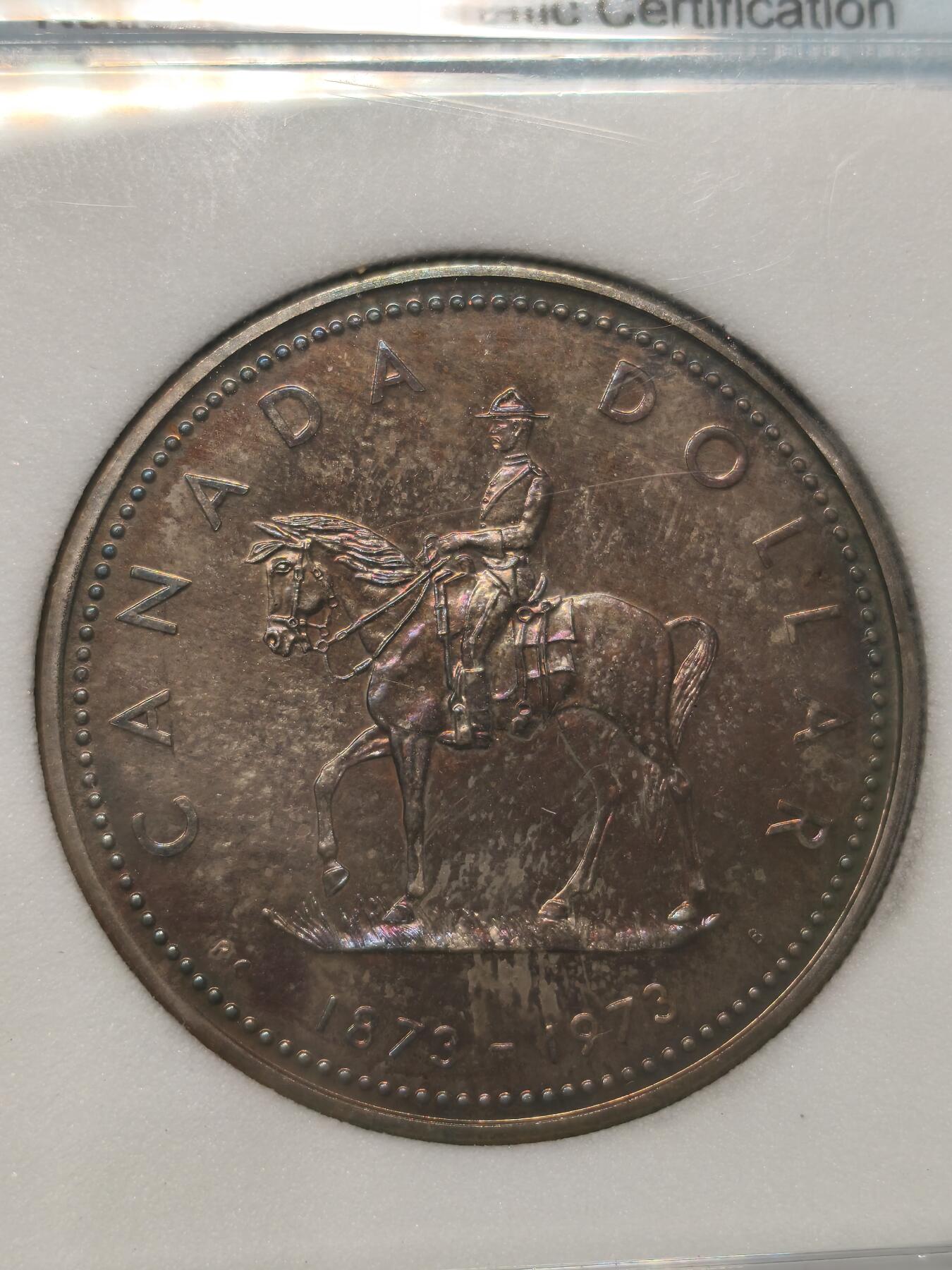 Krab外币市集Vol.12A NNC SP70 加拿大1973年1元银币-骑警