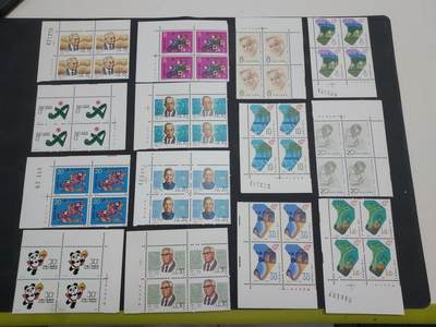 博彦收藏 KT 6月30日 8点 邮票专场 - J148/149/151/152/153/154 等方连带铭，具体以图片为准，少部分微黄，部分全品