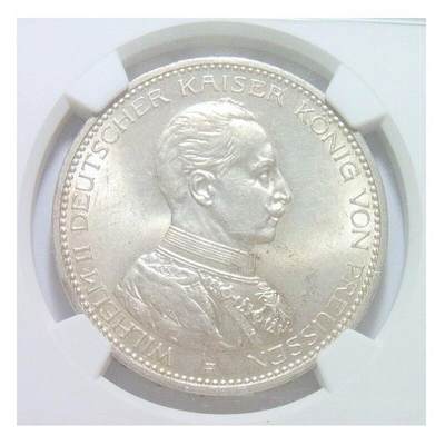 【银】NGC MS63 德国普鲁士1914年 威廉二世军装5马克大银币 难得开卷原光 - 【银】NGC MS63 德国普鲁士1914年 威廉二世军装5马克大银币 难得开卷原光