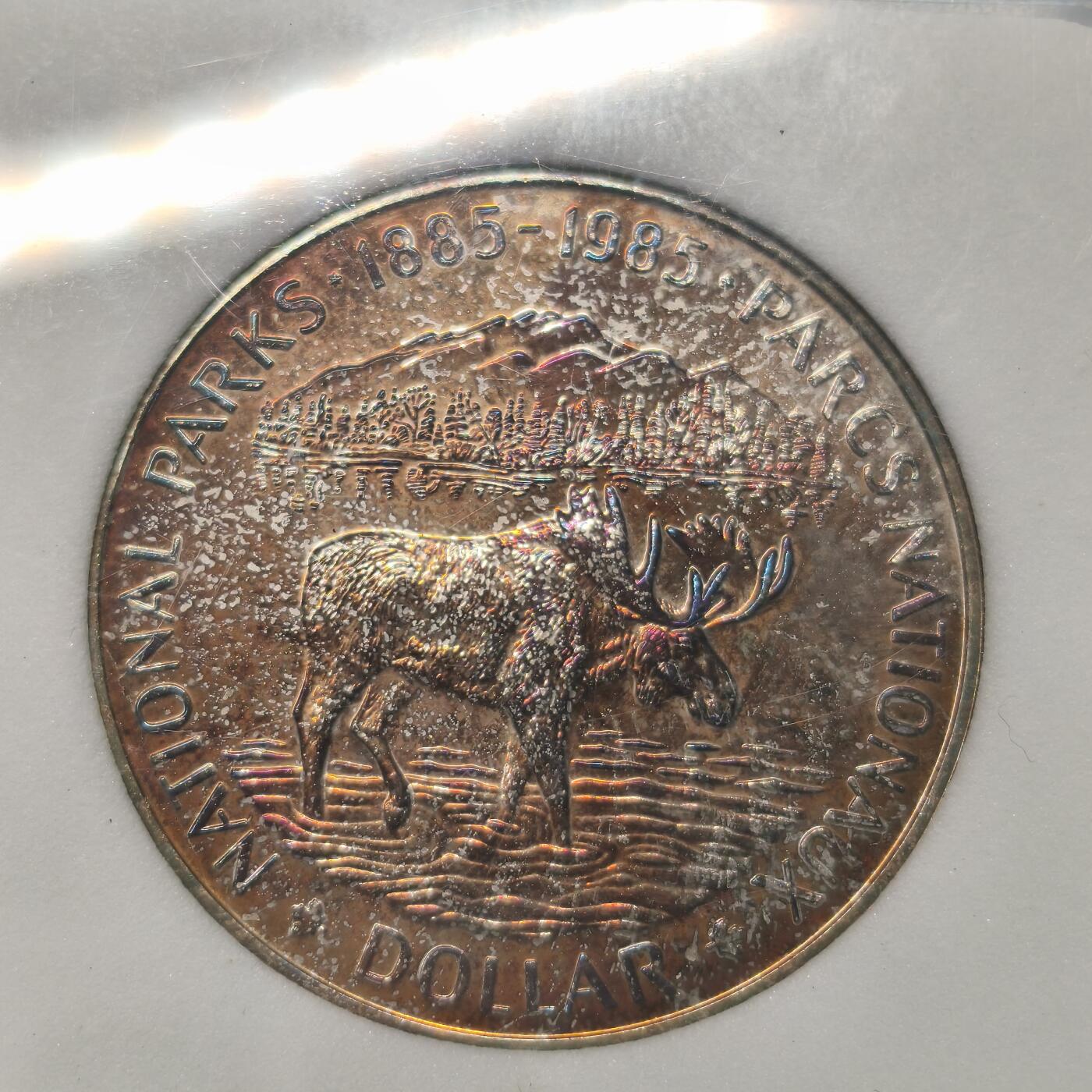 Krab外币市集Vol.12A NNC MS70-PL 加拿大1985年1元银币-国家公园