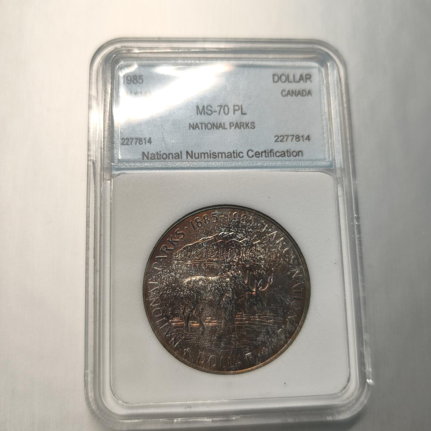 Krab外币市集Vol.12A NNC MS70-PL 加拿大1985年1元银币-国家公园