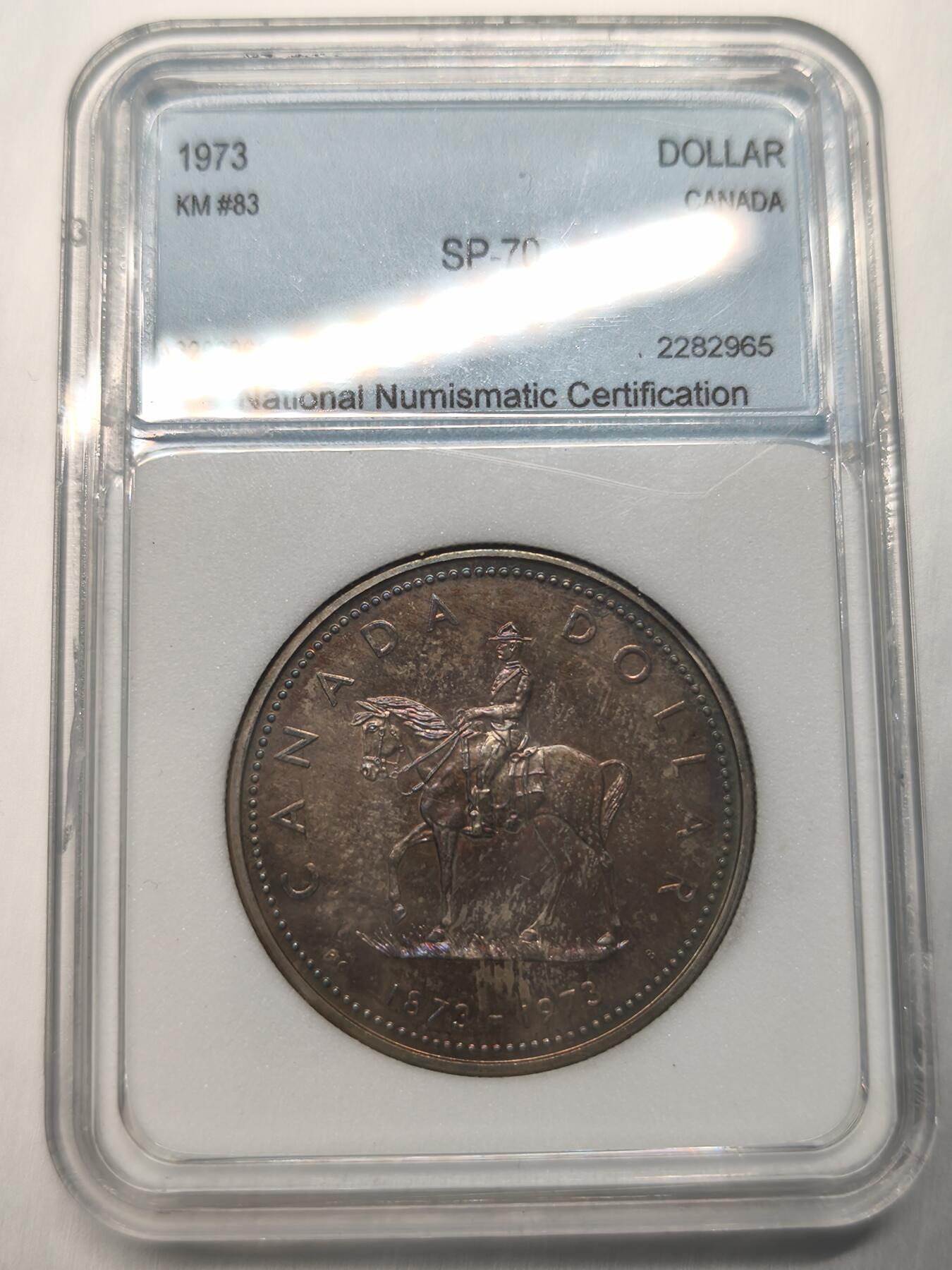 Krab外币市集Vol.12A NNC SP70 加拿大1973年1元银币-骑警