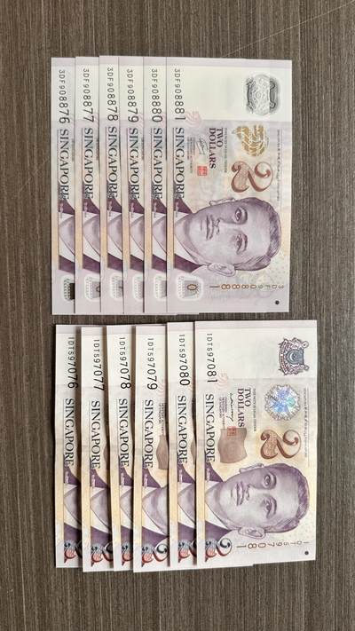 外钞 - 新加坡纸币和塑料钞连号