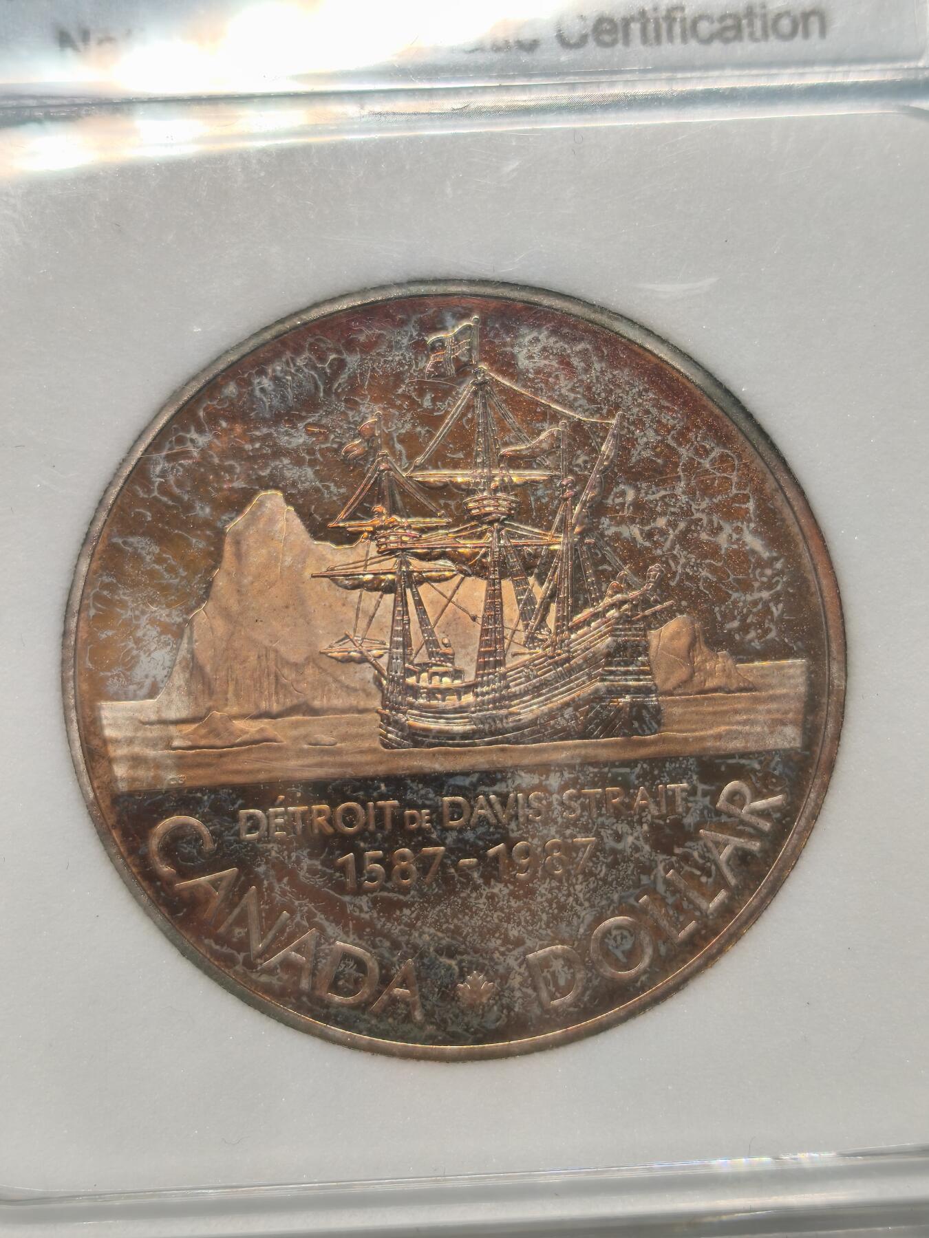 Krab外币市集Vol.12A NNC PR70-DCAM 加拿大1987年1元银币-戴维斯