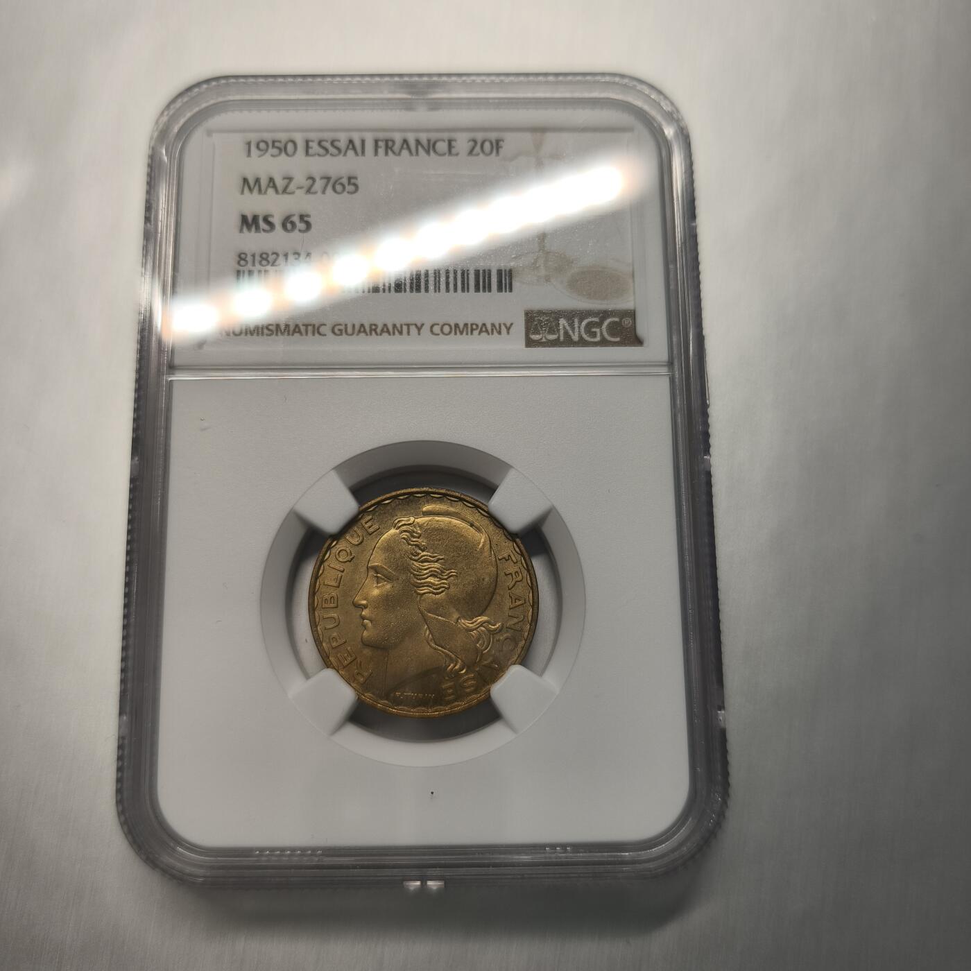 Krab外币市集Vol.12A NGC MS65 法国1950年20法郎样币