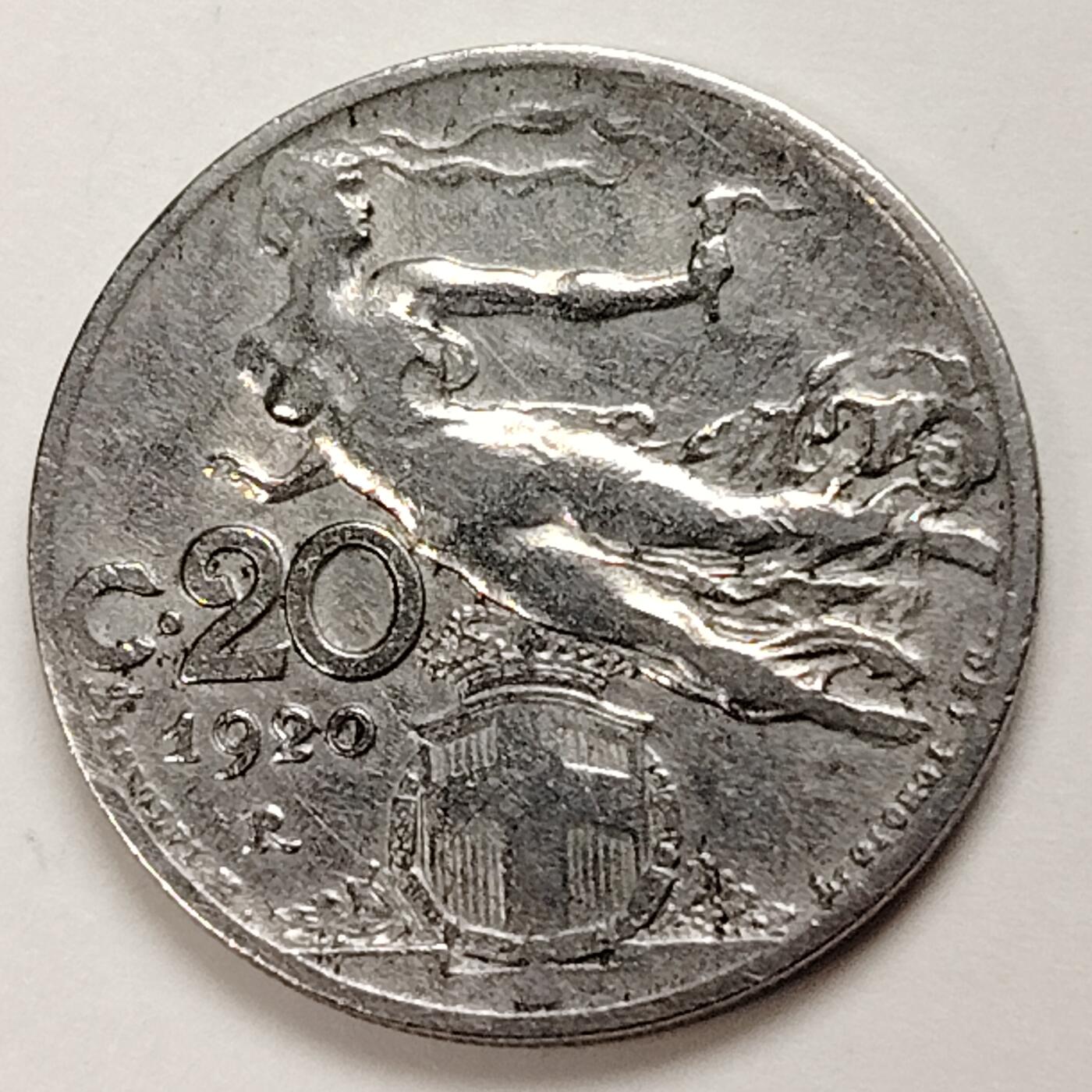 布加迪🐬～世界钱币(上海)🌾第 231 期 /  各国套币和散币 意大利🇮🇹 1920年 20分