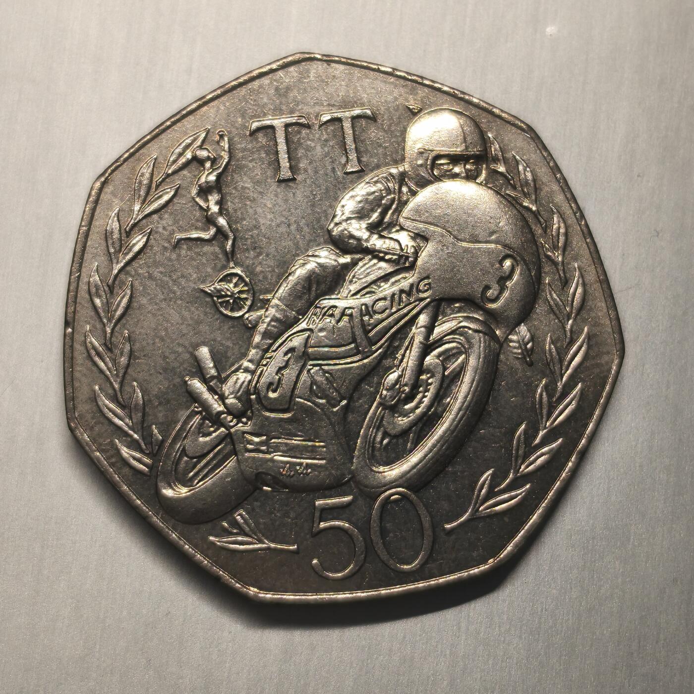 Krab外币市集Vol.12A 英国马恩岛1981年50便士-TT车赛