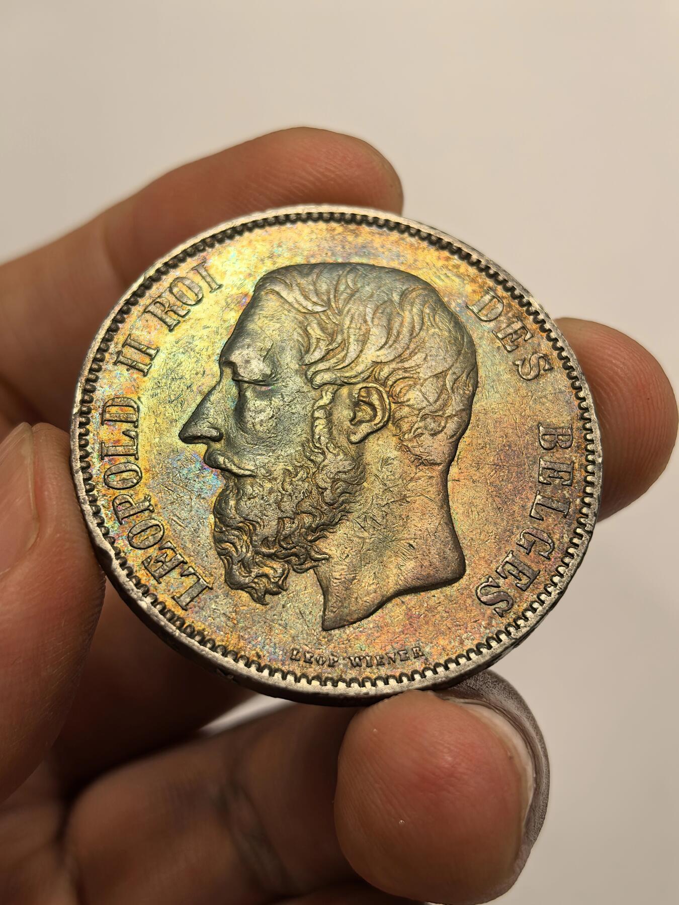 博洋堂世界钱币拍卖第126期（全场包邮） 比利时1873年利奥波德二世5法郎银币