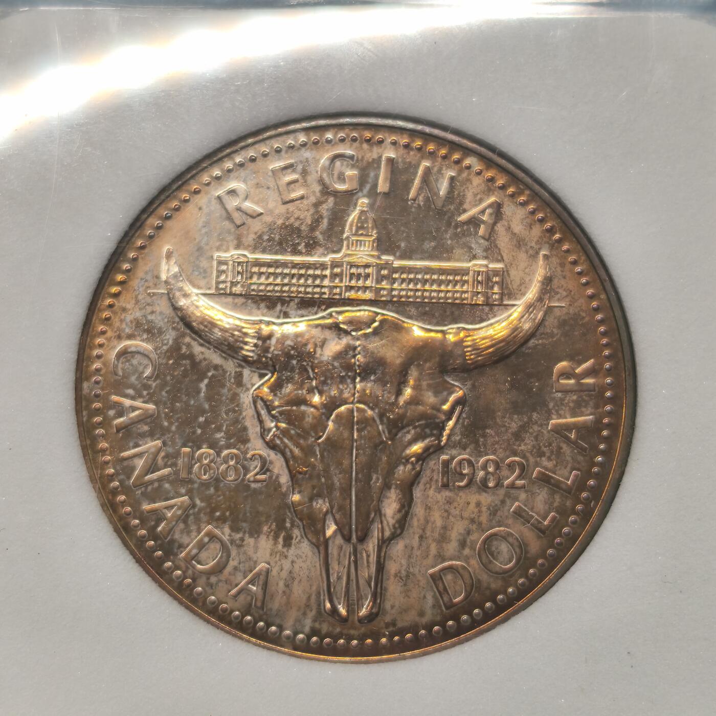 Krab外币市集Vol.12A NNC MS70 加拿大1982年1元银币-里贾纳