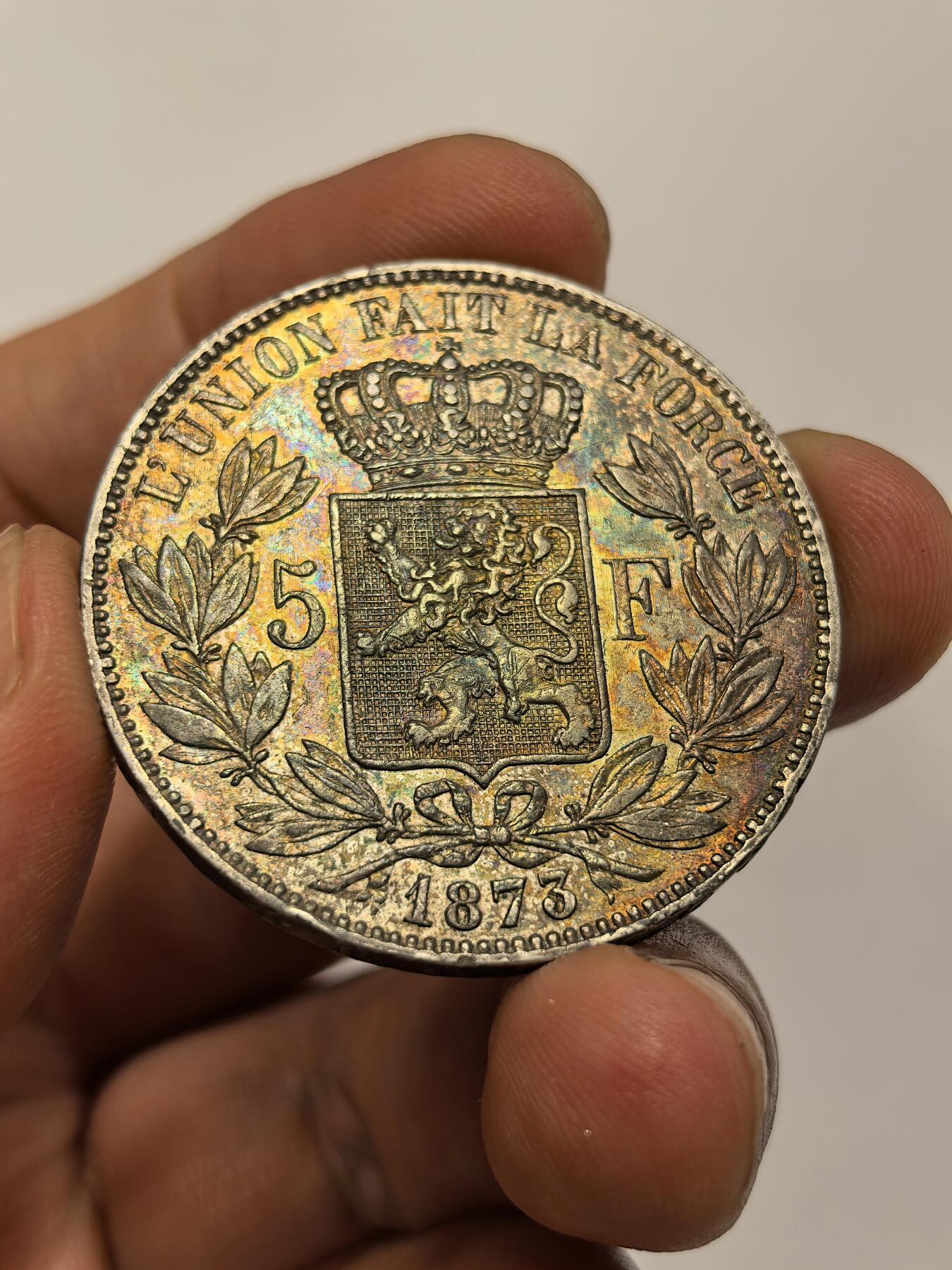 博洋堂世界钱币拍卖第126期（全场包邮） 比利时1873年利奥波德二世5法郎银币