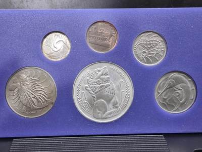 外币收藏 新加坡第一套硬币，海洋动物版硬币，一套6币全