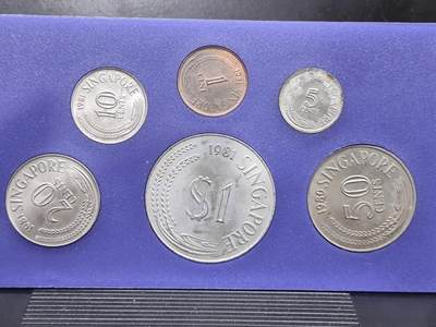 外币收藏 新加坡第一套硬币，海洋动物版硬币，一套6币全