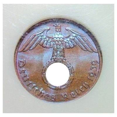 NGC MS66 德国第三帝国1939年A版1芬尼 难得开卷原光 - NGC MS66 德国第三帝国1939年A版1芬尼 难得开卷原光