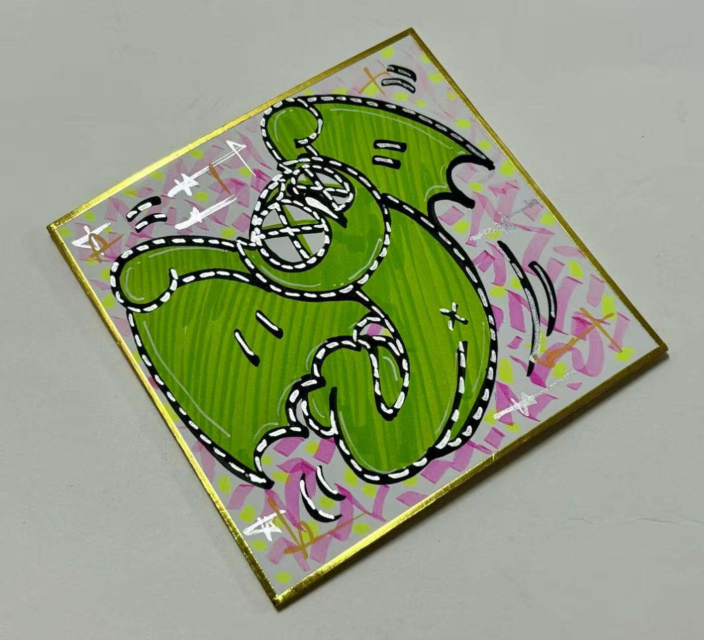 零元拍：歪歪亲笔签名原画色卡，尺寸：12/12厘米，不是复制画哦