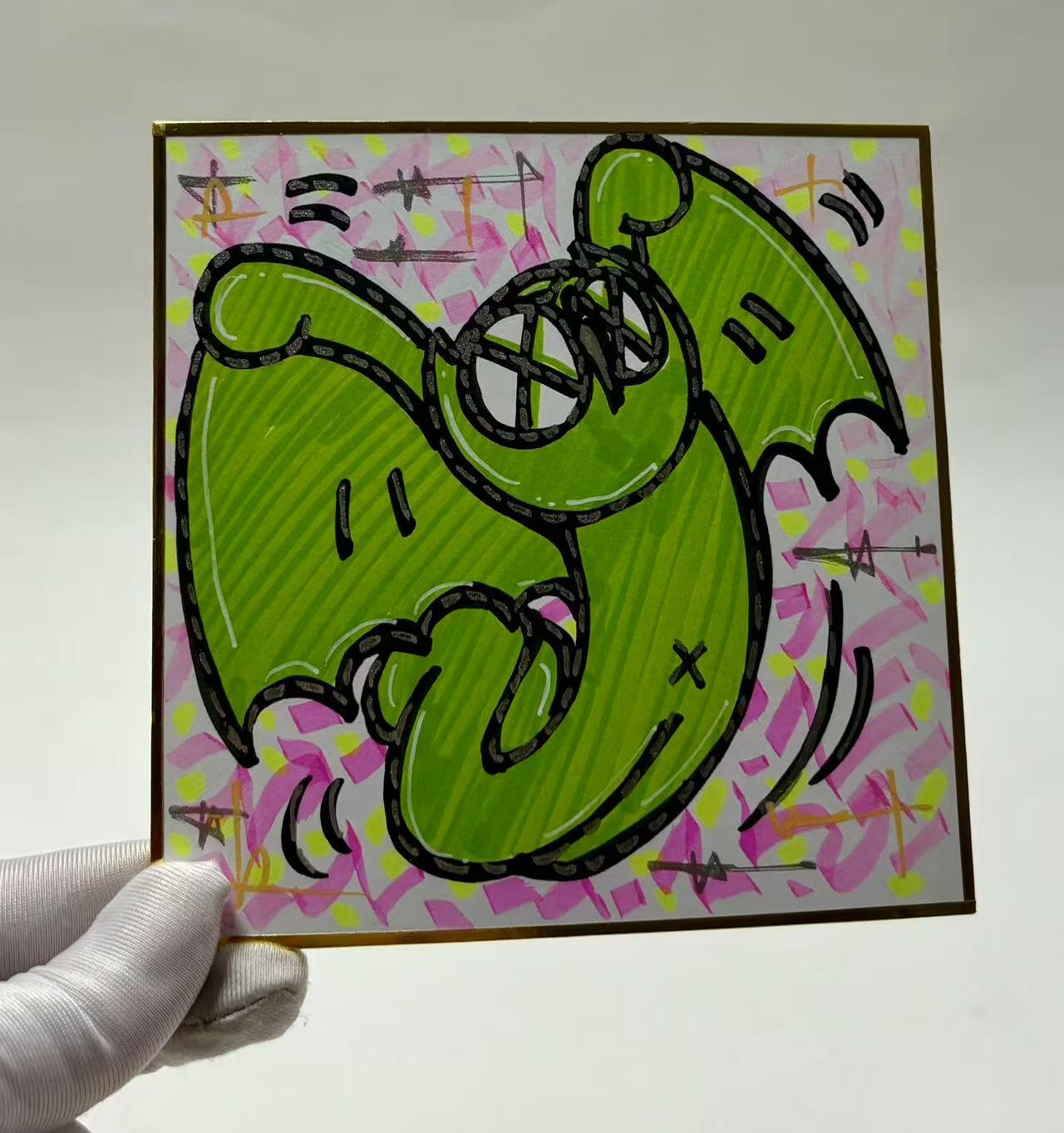 零元拍：歪歪亲笔签名原画色卡，尺寸：12/12厘米，不是复制画哦