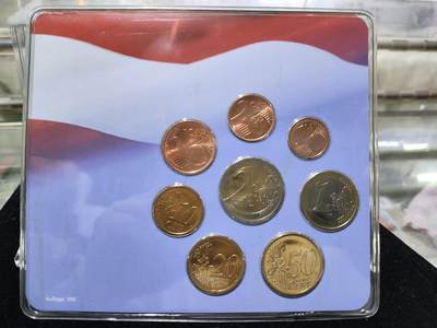 外币收藏 奥地利 2005年欧元硬币套装，含国家条约发表50周年2欧纪念币邮币封