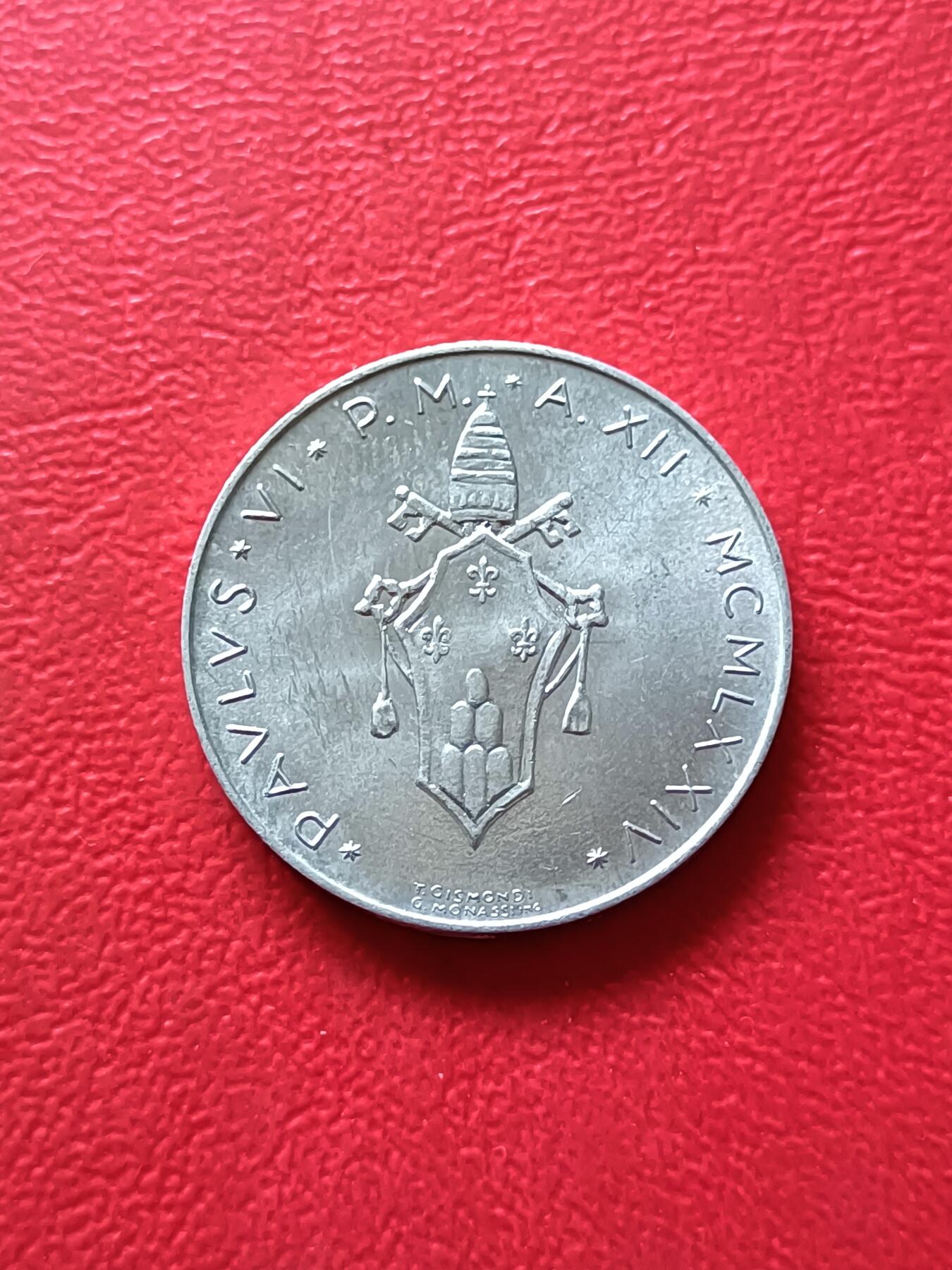 【云涧收藏】第三十六场 梵帝冈1974年10里拉，UNC