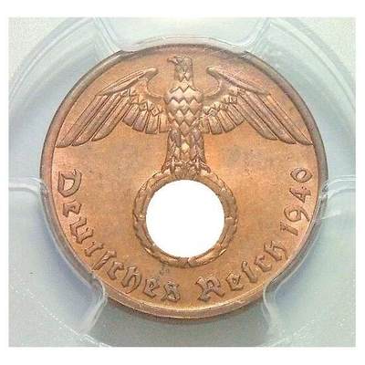 金盾PCGS MS64RB 德国第三帝国1940年A版1芬尼 难得开卷原光 - 金盾PCGS MS64RB 德国第三帝国1940年A版1芬尼 难得开卷原光