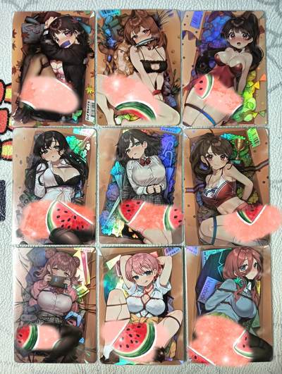 花开卡拍第26期（品控勿拍!!!收拍品，不寄存，运费5元，自制卡难免瑕疵，可能存在轻微撞角爆边等出厂瑕疵，品控介意勿拍！） - 纸箱少女套卡2 彩闪9张