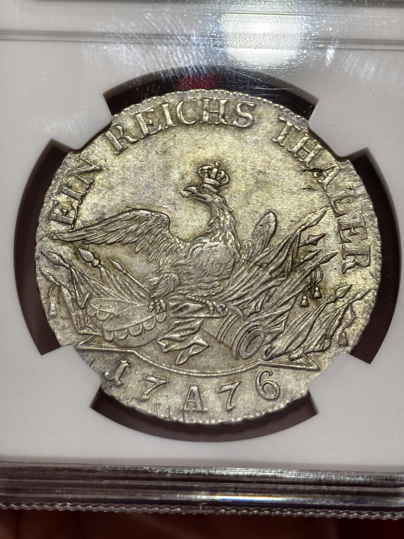 NGC-AU58德国1776年普鲁士腓特烈大帝鹰炮泰勒银币