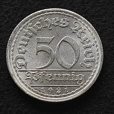 【全场包邮】纯粹捡漏拍435场-持续更新中 - 德国魏玛共和国1921年50芬妮