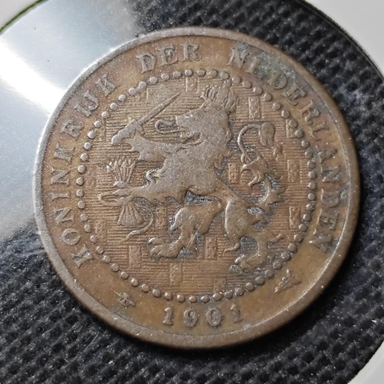 KK钱币收藏小铺 第297期   周末发货 1901荷兰1分 铜币