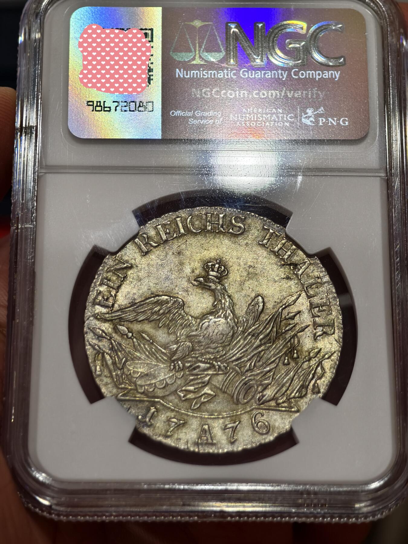 NGC-AU58德国1776年普鲁士腓特烈大帝鹰炮泰勒银币