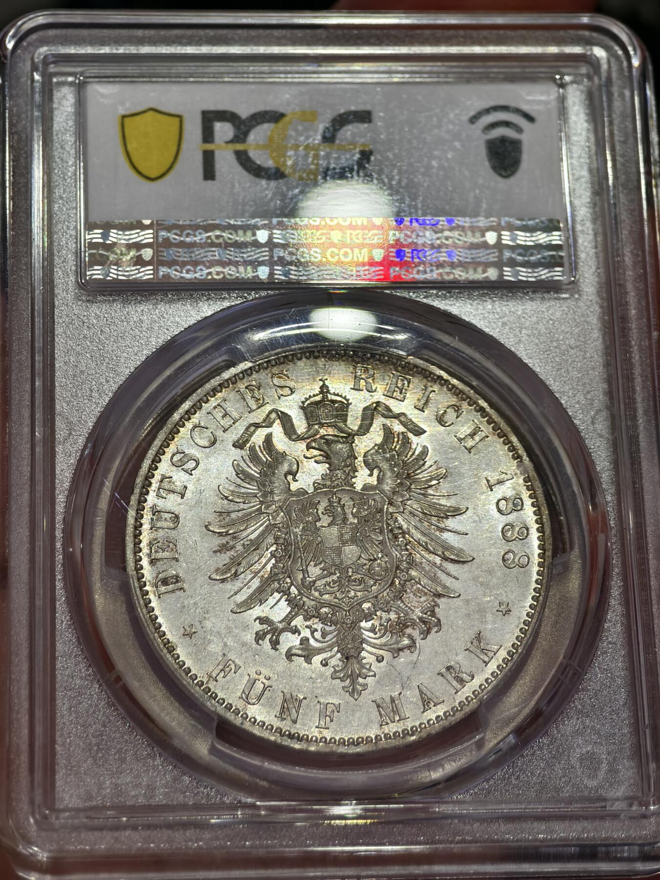 PCGS-MS64德国1888年三皇5马克银币
