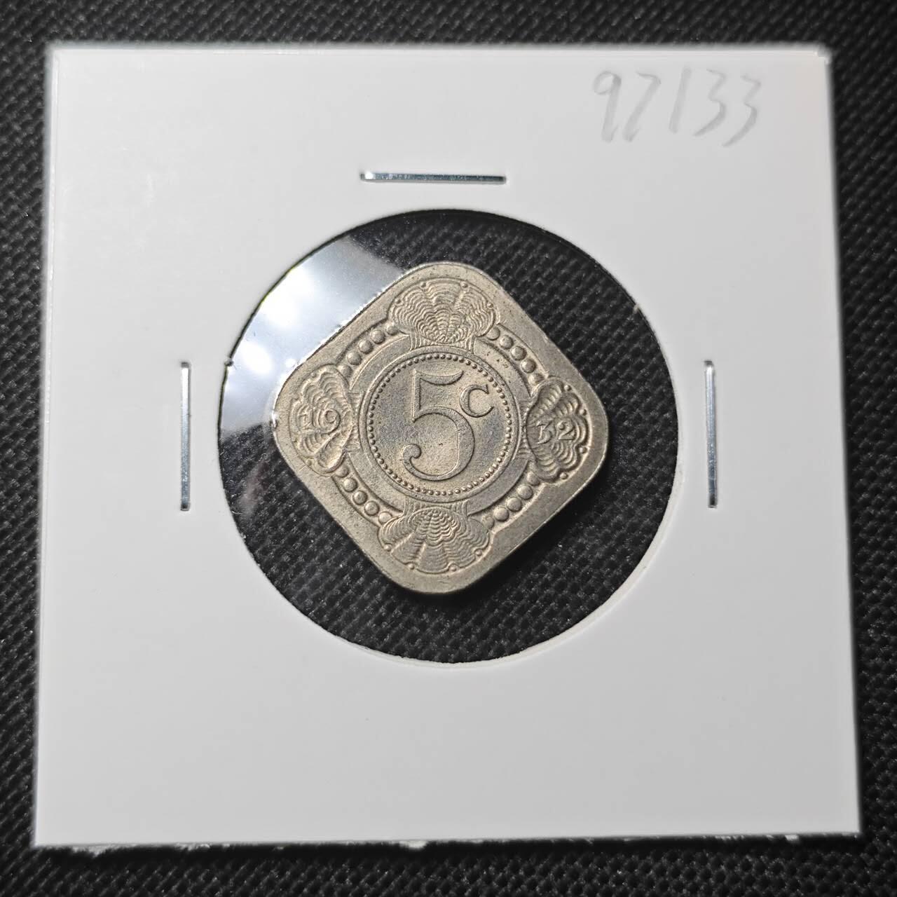KK钱币收藏小铺 第297期   周末发货 1932荷兰5分 好品