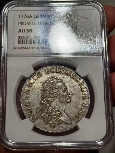 NGC-AU58德国1776年普鲁士腓特烈大帝鹰炮泰勒银币 - NGC-AU58德国1776年普鲁士腓特烈大帝鹰炮泰勒银币