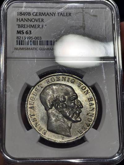 NGC-MS63德国1849年汉诺威王国1泰勒银币 - NGC-MS63德国1849年汉诺威王国1泰勒银币