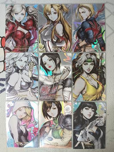 花开卡拍第26期（品控勿拍!!!收拍品，不寄存，运费5元，自制卡难免瑕疵，可能存在轻微撞角爆边等出厂瑕疵，品控介意勿拍！） - 藏无缺 刘哥女神套卡9张 粗闪