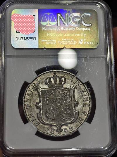 NGC-MS63德国1849年汉诺威王国1泰勒银币 NGC-MS63德国1849年汉诺威王国1泰勒银币