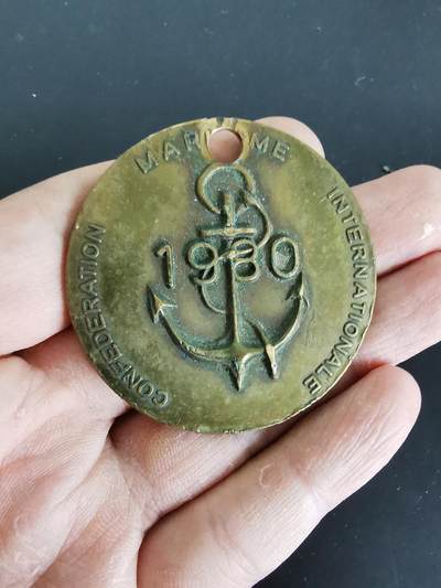 老王徽章第128期 - 法国海事部门50周年铜章   直径50mm  重量33.9g