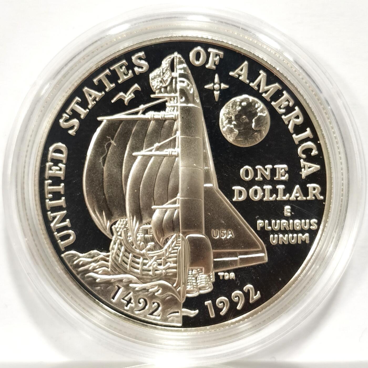 【麦稀奇收藏嘉年华】 博洋堂美国及美洲钱币专场拍卖②暨第127期（全场包邮） 美国1992年哥伦布发现美洲大陆500周年1美元纪念银币UNC