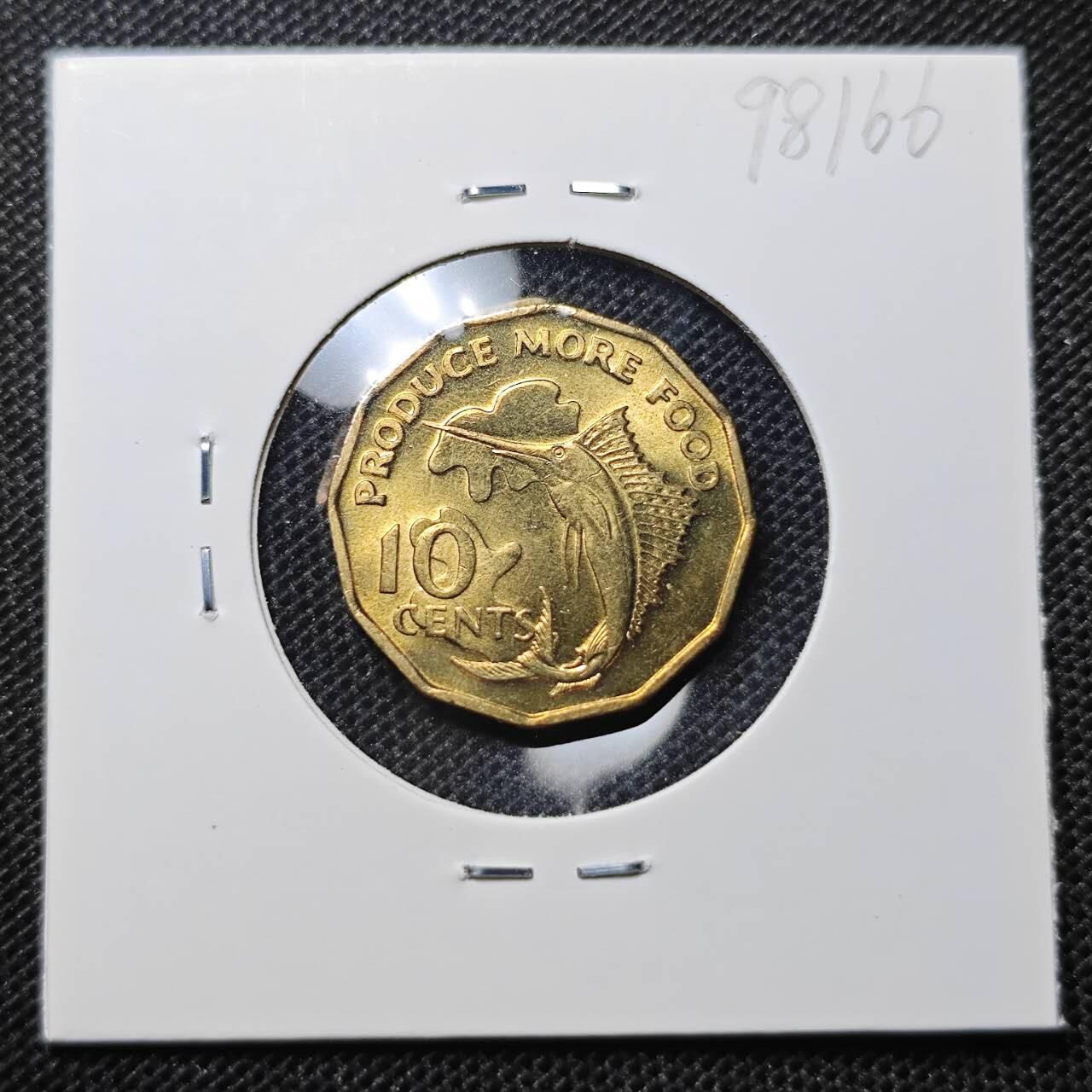 KK钱币收藏小铺 第298期 2月预留时间 周末发货 1977塞舌尔10分 好品