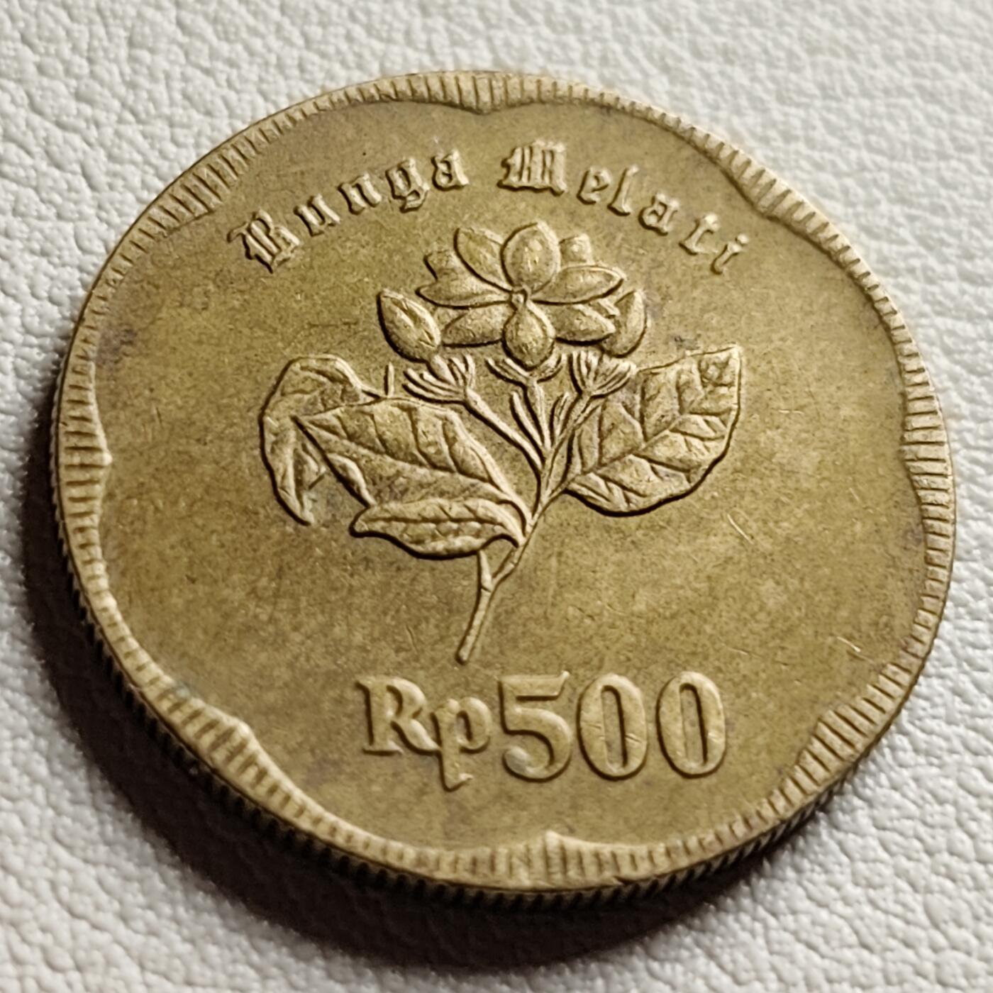 泉币菌-第38场-各国散币 1991年印度尼西亚 500卢比铜币